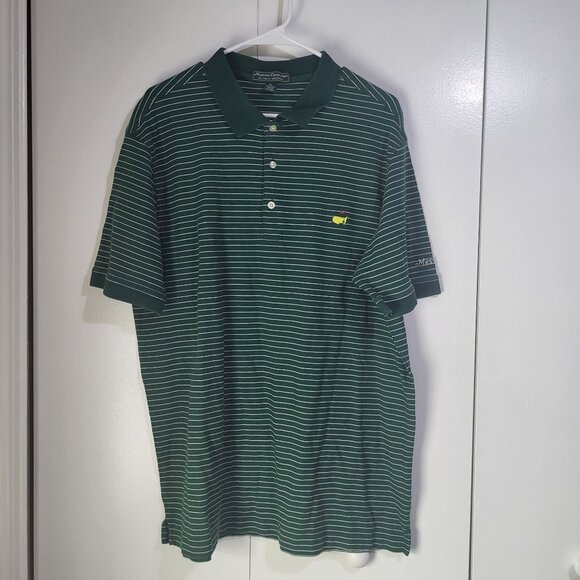 MASTERS COLLECTION Men's XL Pima Cotton Striped Polo Shirt Golf Green Augusta - Picture 2 of 9